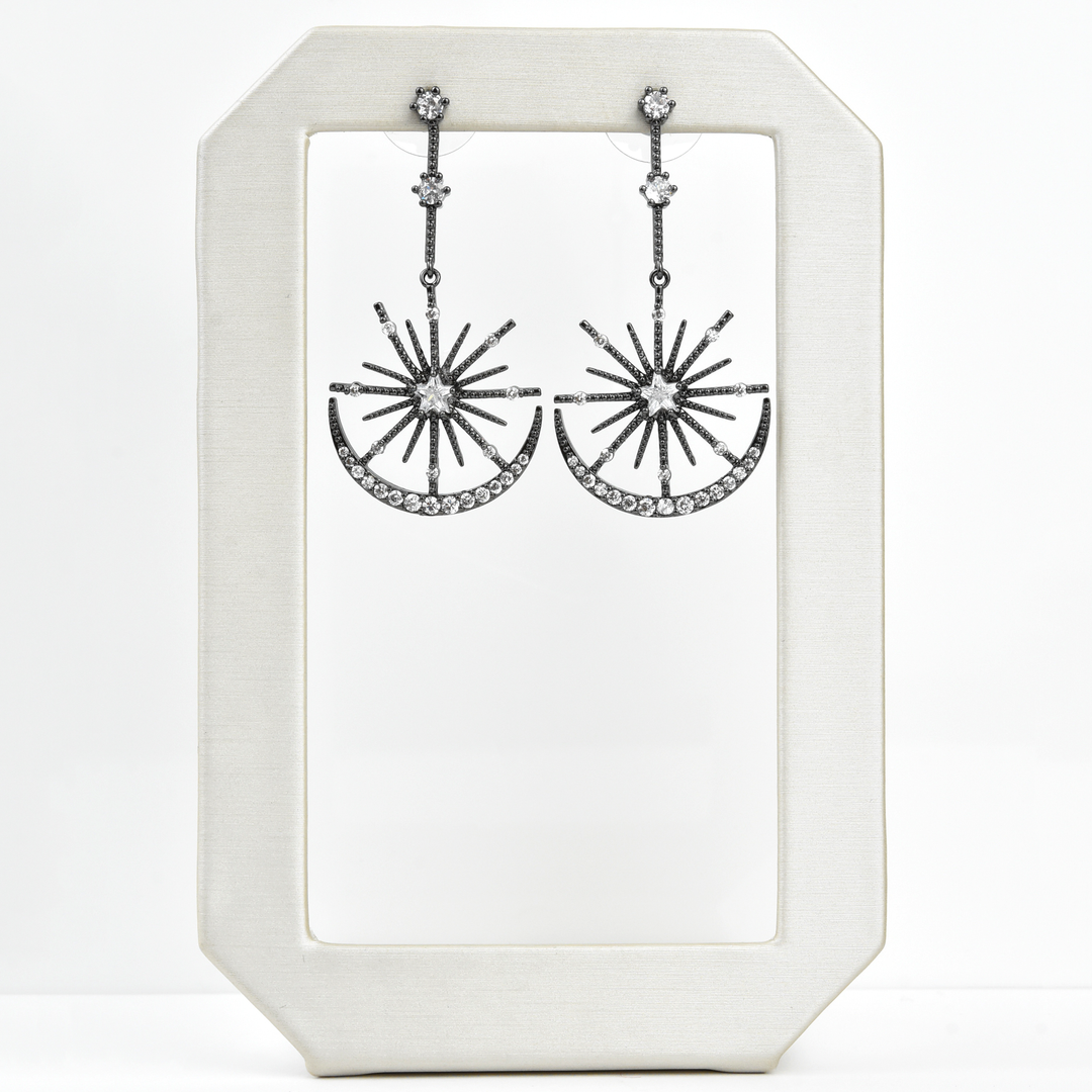 Black Silver Star Drops - Goldmakers Fine Jewelry