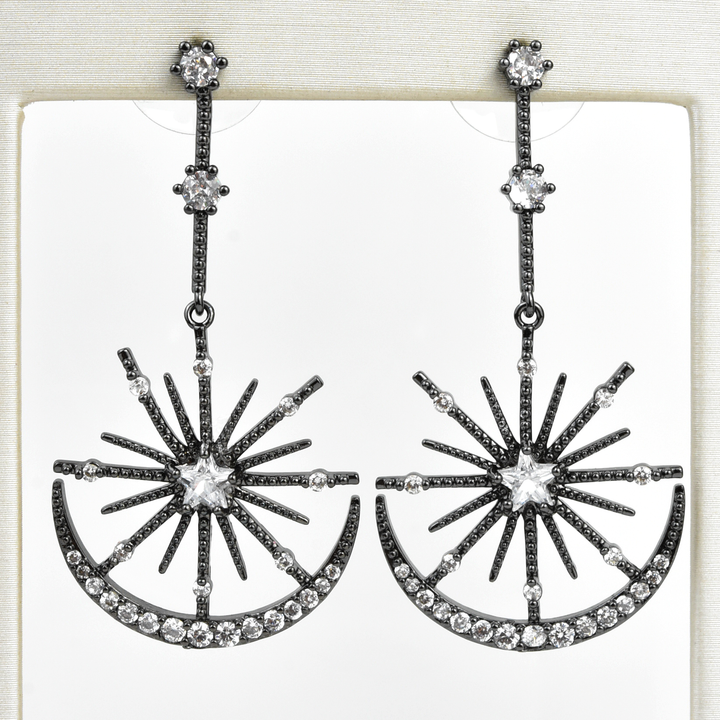 Black Silver Star Drops - Goldmakers Fine Jewelry