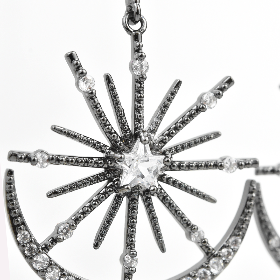 Black Silver Star Drops - Goldmakers Fine Jewelry