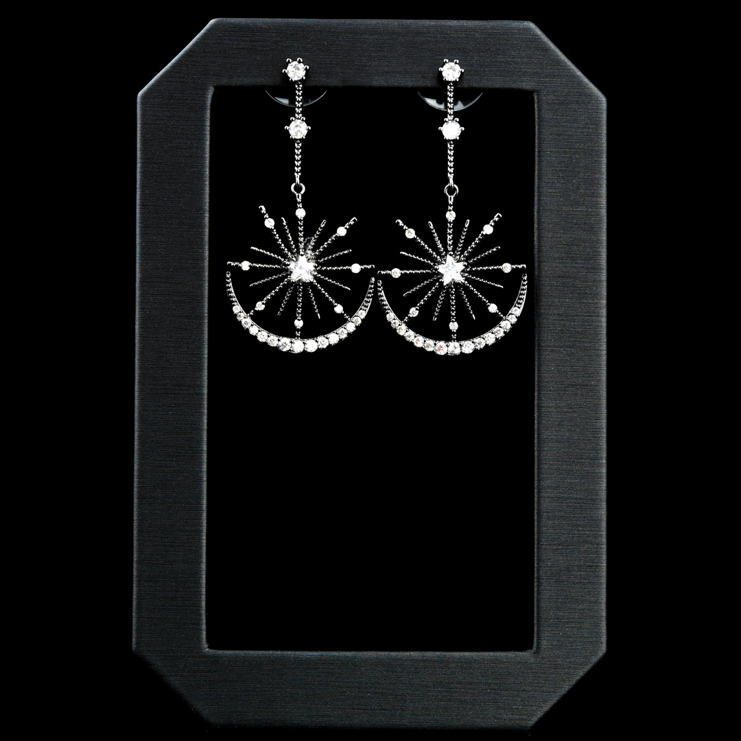 Black Silver Star Drops - Goldmakers Fine Jewelry