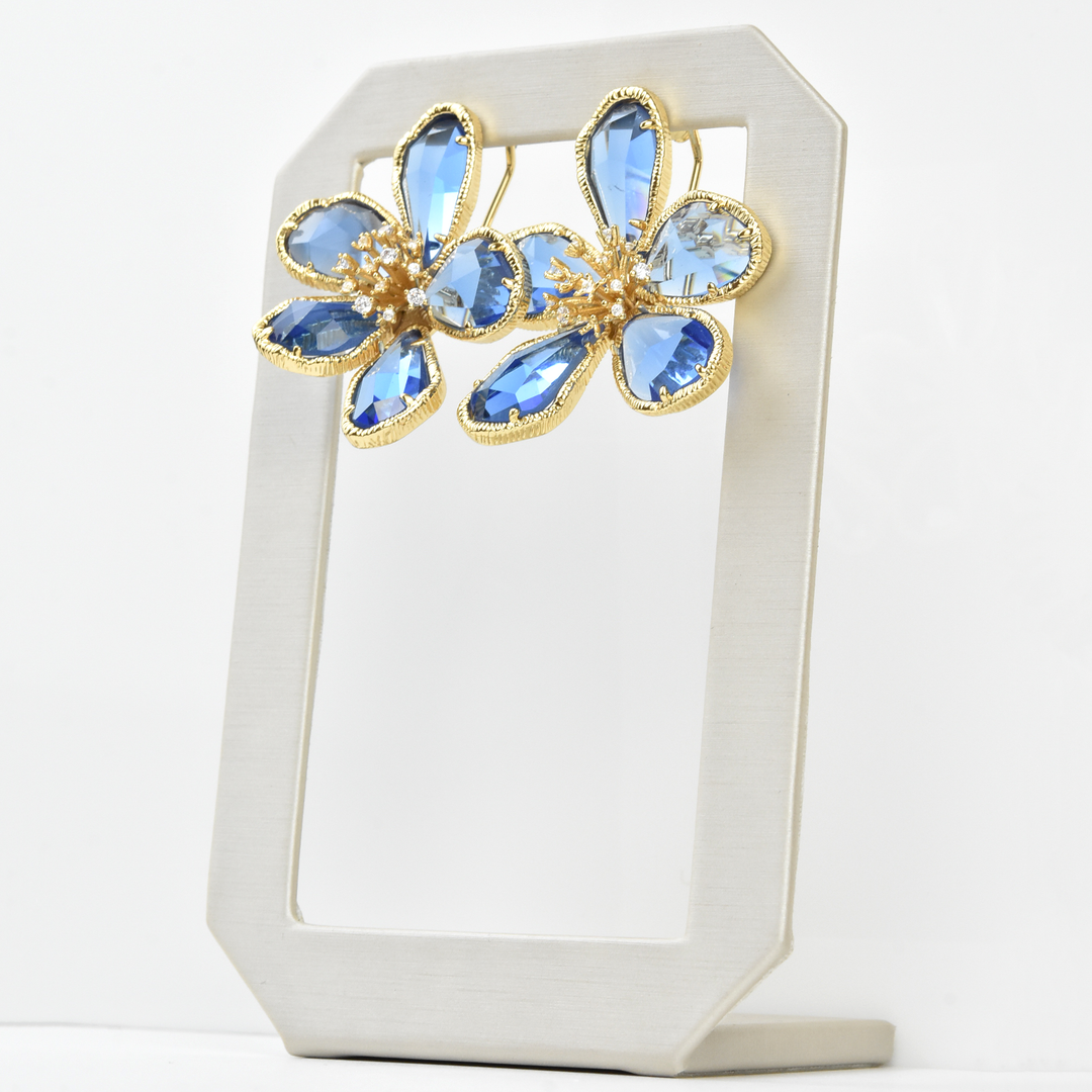 Oversized Crystal Flower Posts - Goldmakers Fine Jewelry