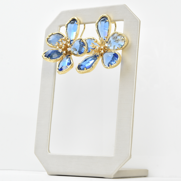 Oversized Crystal Flower Posts - Goldmakers Fine Jewelry