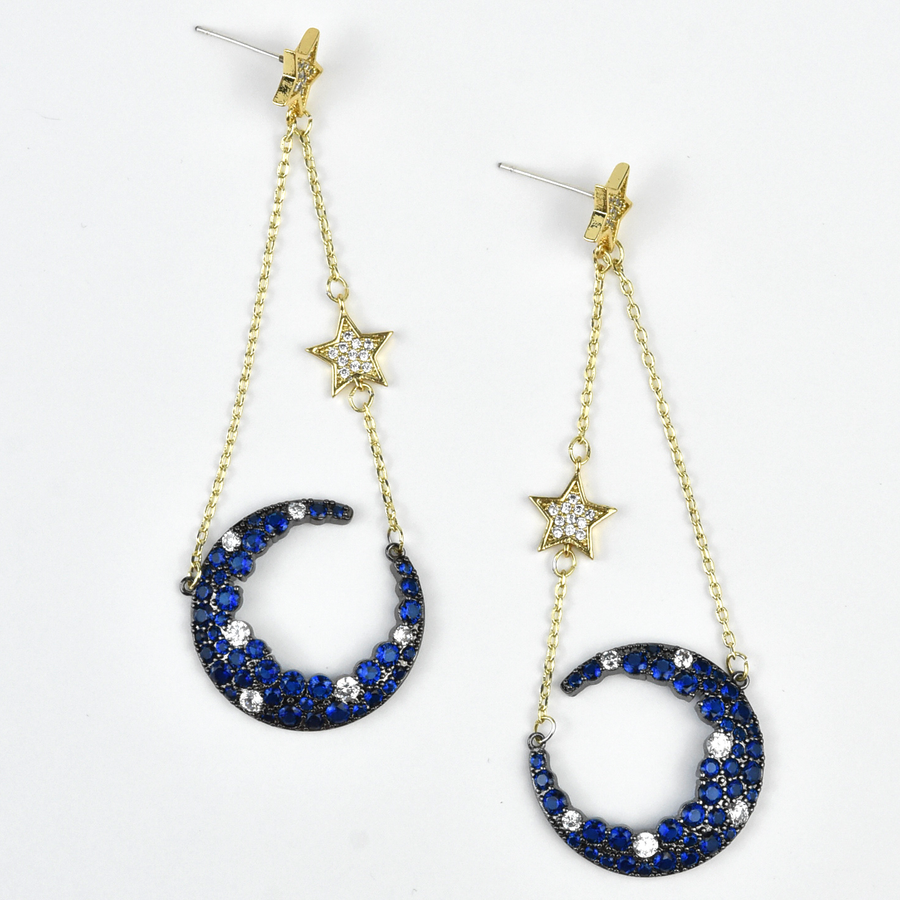 Blue Moon Celestial Earrings - Goldmakers Fine Jewelry