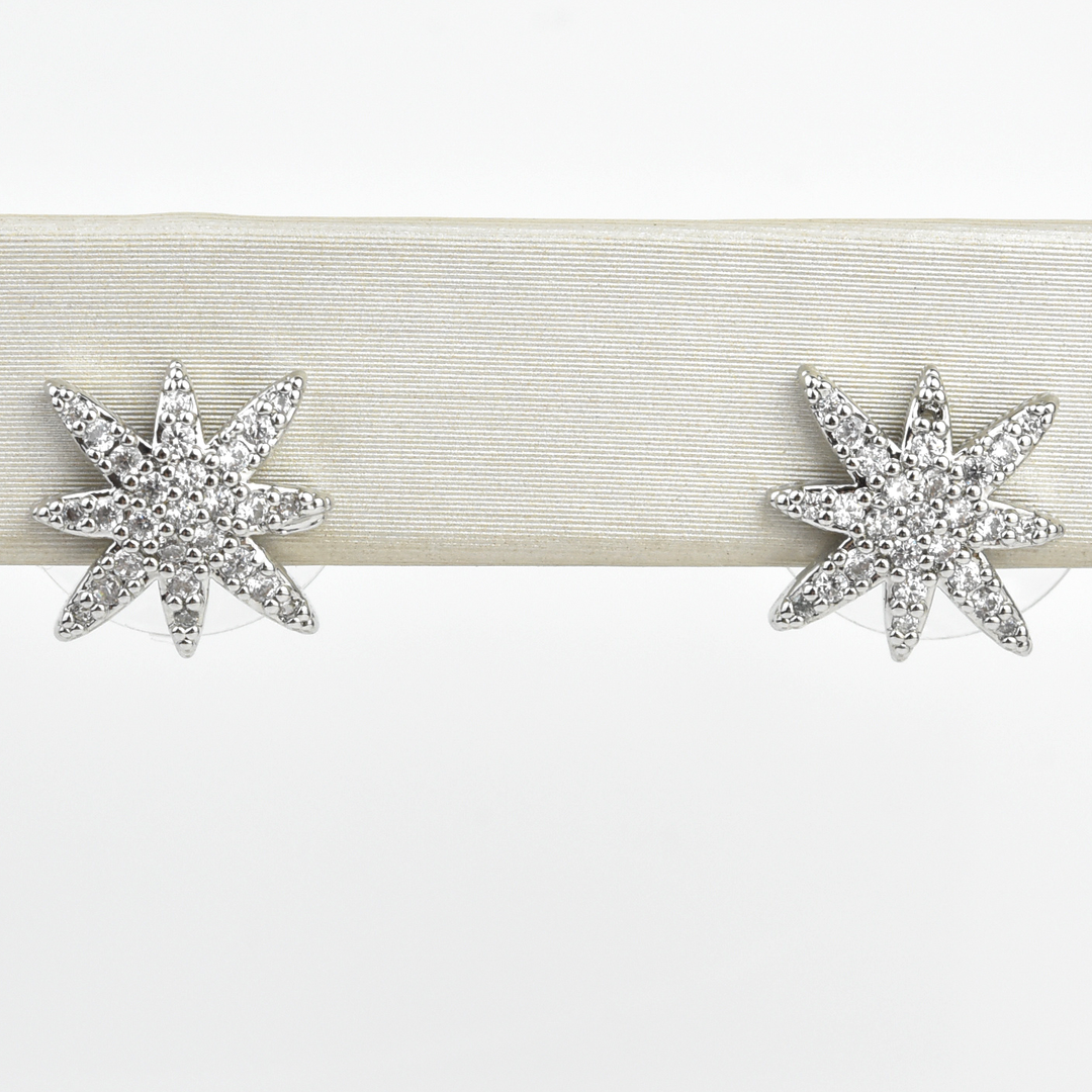 Floating Star Earring Jackets Silver Tone - Goldmakers Fine Jewelry