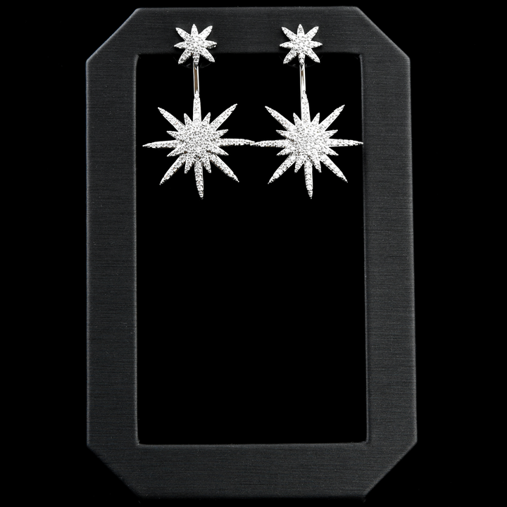 Floating Star Earring Jackets Silver Tone - Goldmakers Fine Jewelry