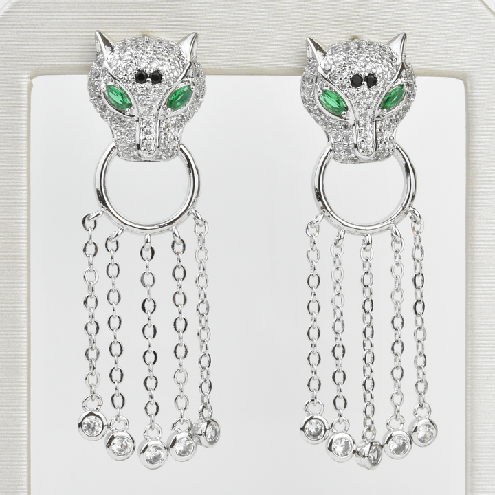 Green Eyed Leopard Door Knocker Earrings - Goldmakers Fine Jewelry