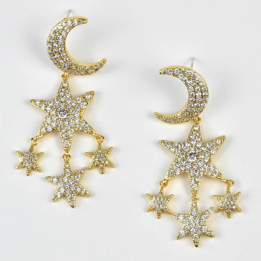 Moon and Stars Earrings - Goldmakers Fine Jewelry
