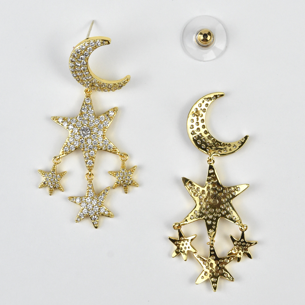 Moon and Stars Earrings - Goldmakers Fine Jewelry
