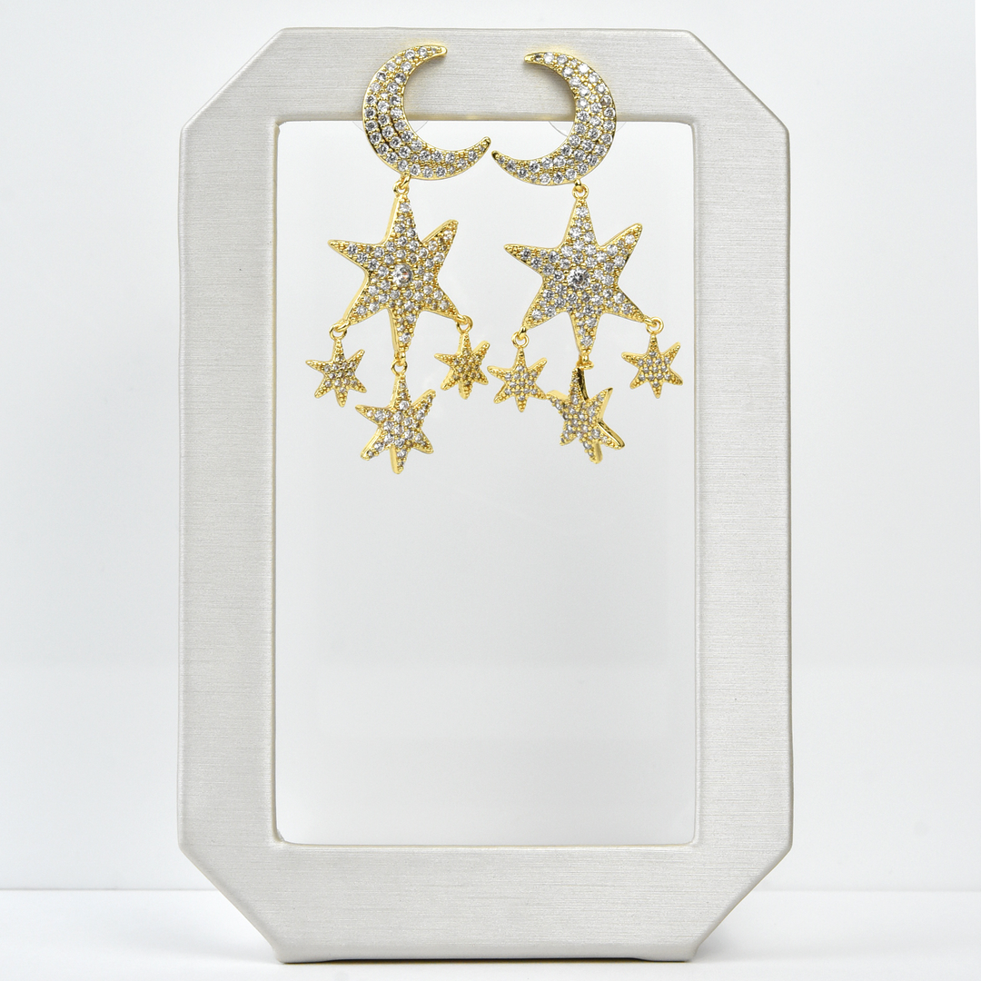 Moon and Stars Earrings - Goldmakers Fine Jewelry