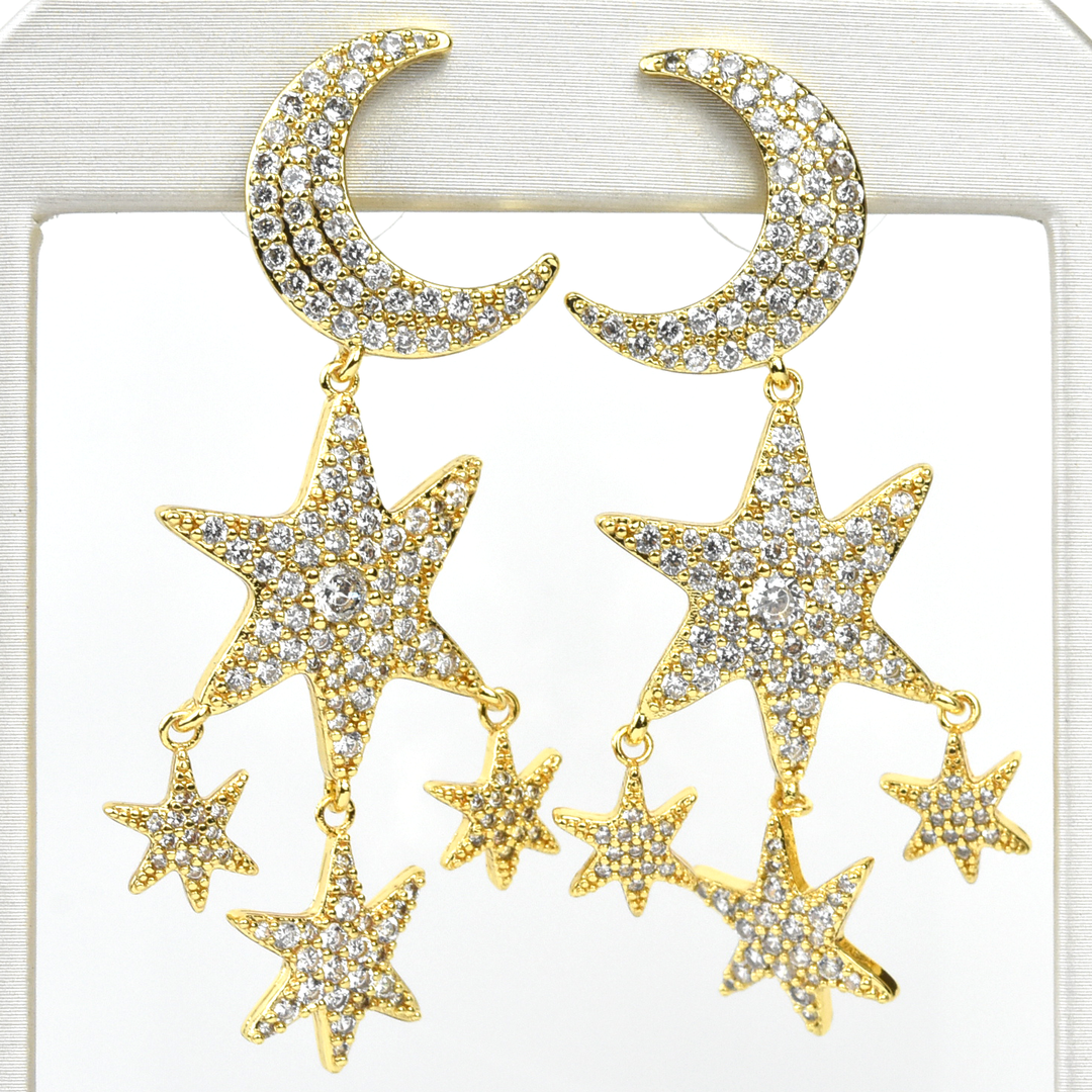 Moon and Stars Earrings - Goldmakers Fine Jewelry