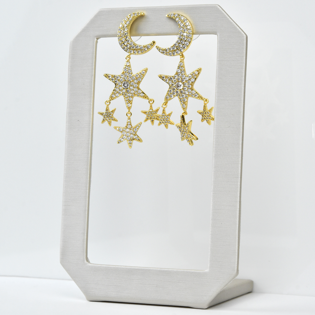 Moon and Stars Earrings - Goldmakers Fine Jewelry