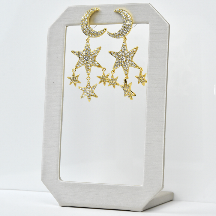 Moon and Stars Earrings - Goldmakers Fine Jewelry