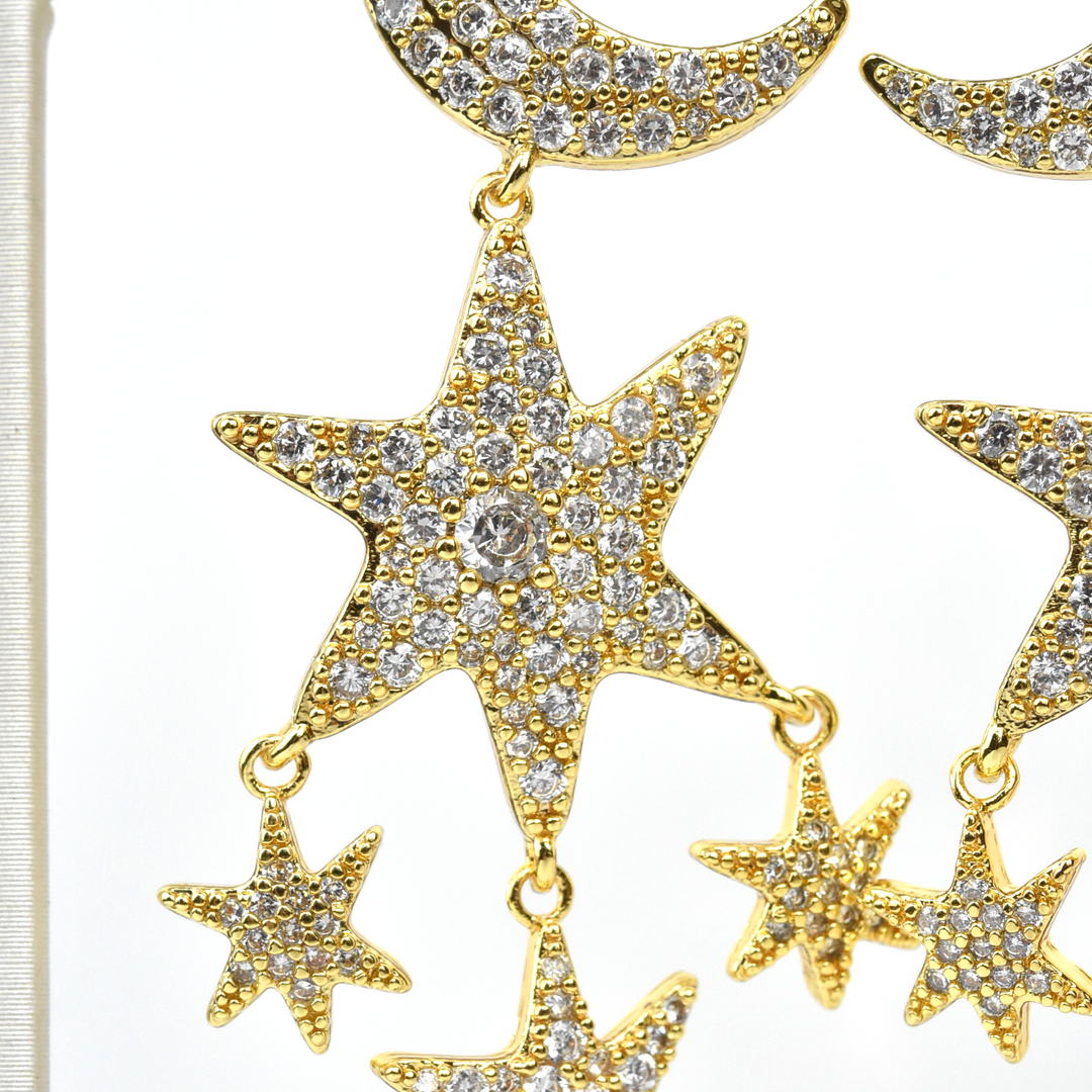 Moon and Stars Earrings - Goldmakers Fine Jewelry