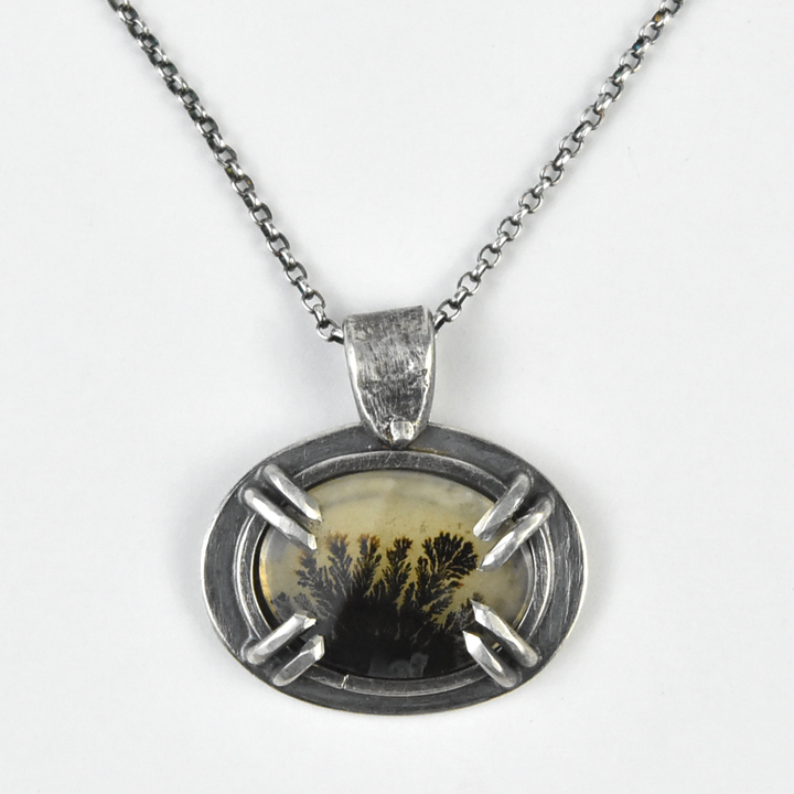 Landacape Dendritic Agate Pendant - Goldmakers Fine Jewelry