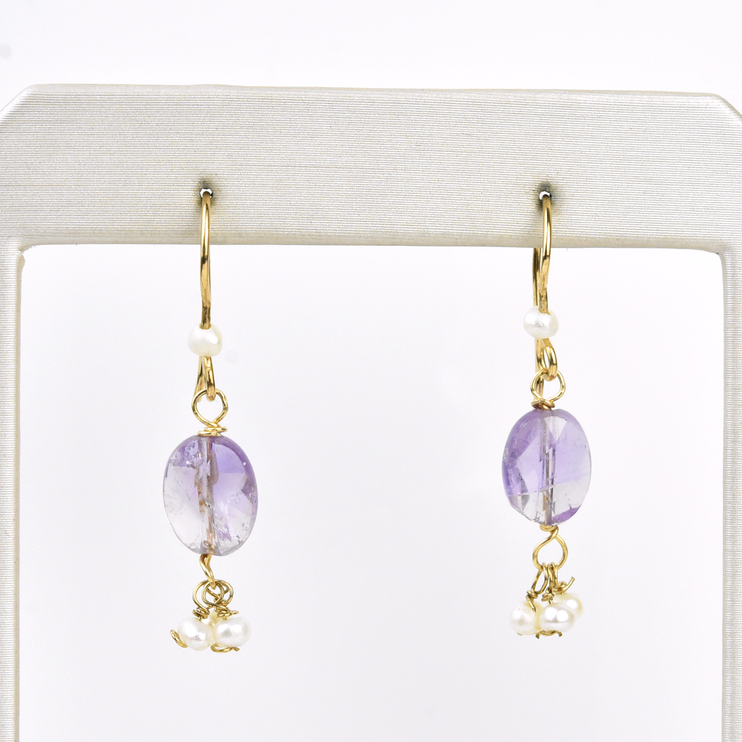 Amethyst and Pearl Earrings - Goldmakers Fine Jewelry