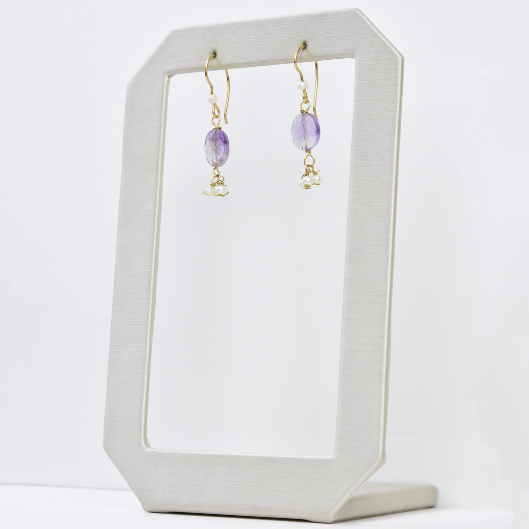 Amethyst and Pearl Earrings - Goldmakers Fine Jewelry