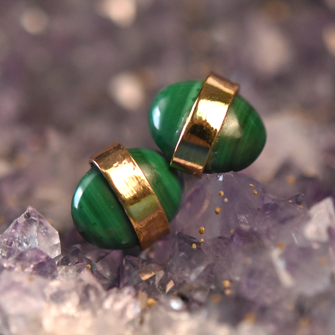 Malachite Stud Earrings - Goldmakers Fine Jewelry