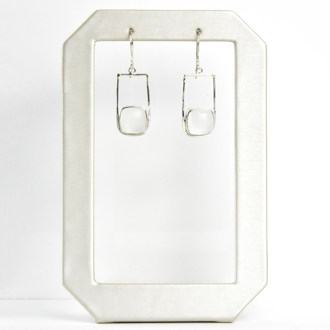 White Moonstone Earrings in Silver - Goldmakers Fine Jewelry