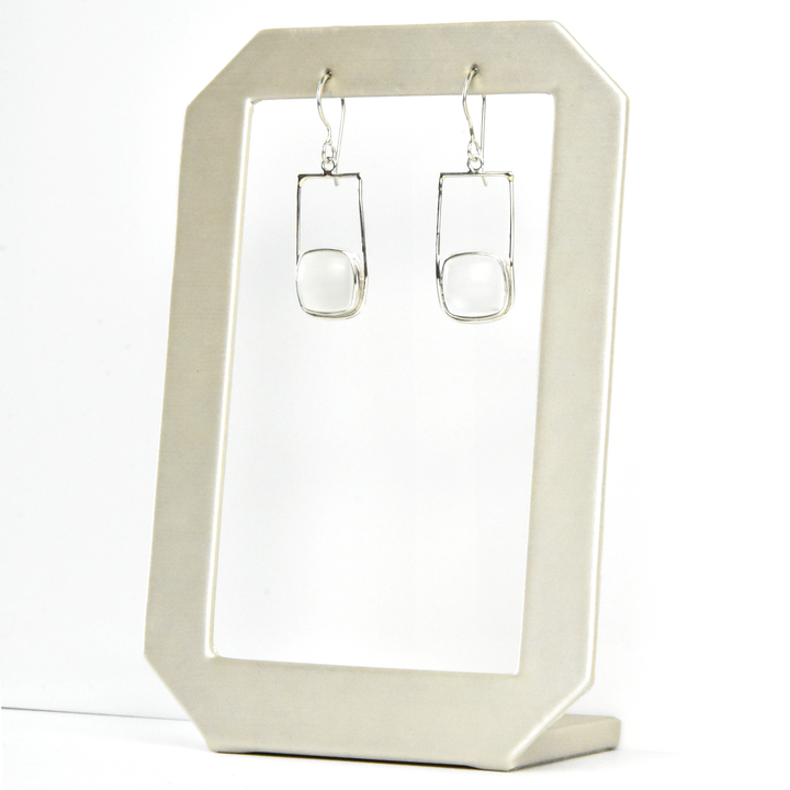 White Moonstone Earrings in Silver - Goldmakers Fine Jewelry