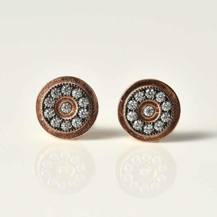 Vermeil Hammered Wheel Post Earrings - Goldmakers Fine Jewelry