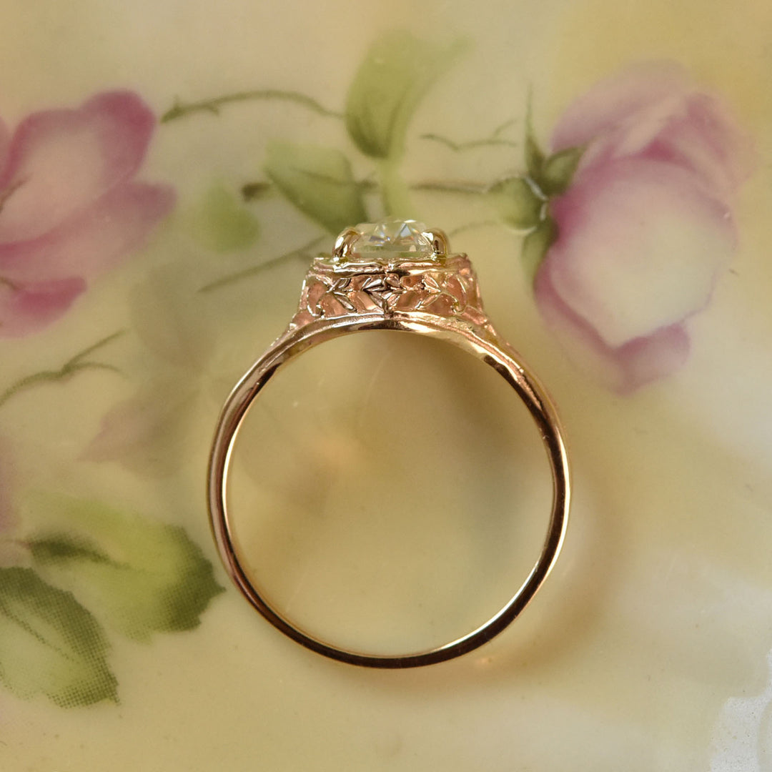 Rose-cut Moissanite Filigree Ring in 14k Yellow Gold - Goldmakers Fine Jewelry