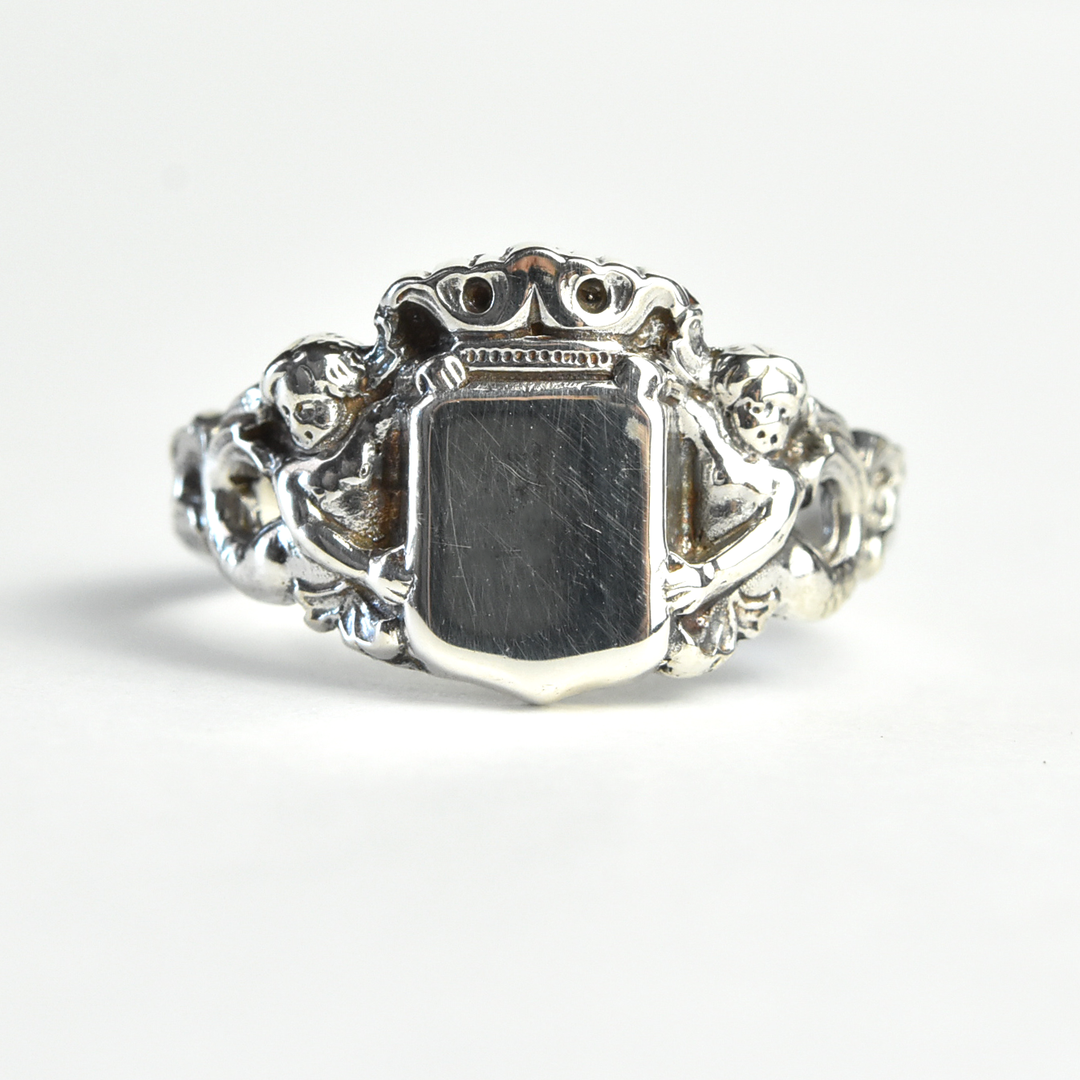 Putti Signet Ring in Sterling Silver - Goldmakers Fine Jewelry