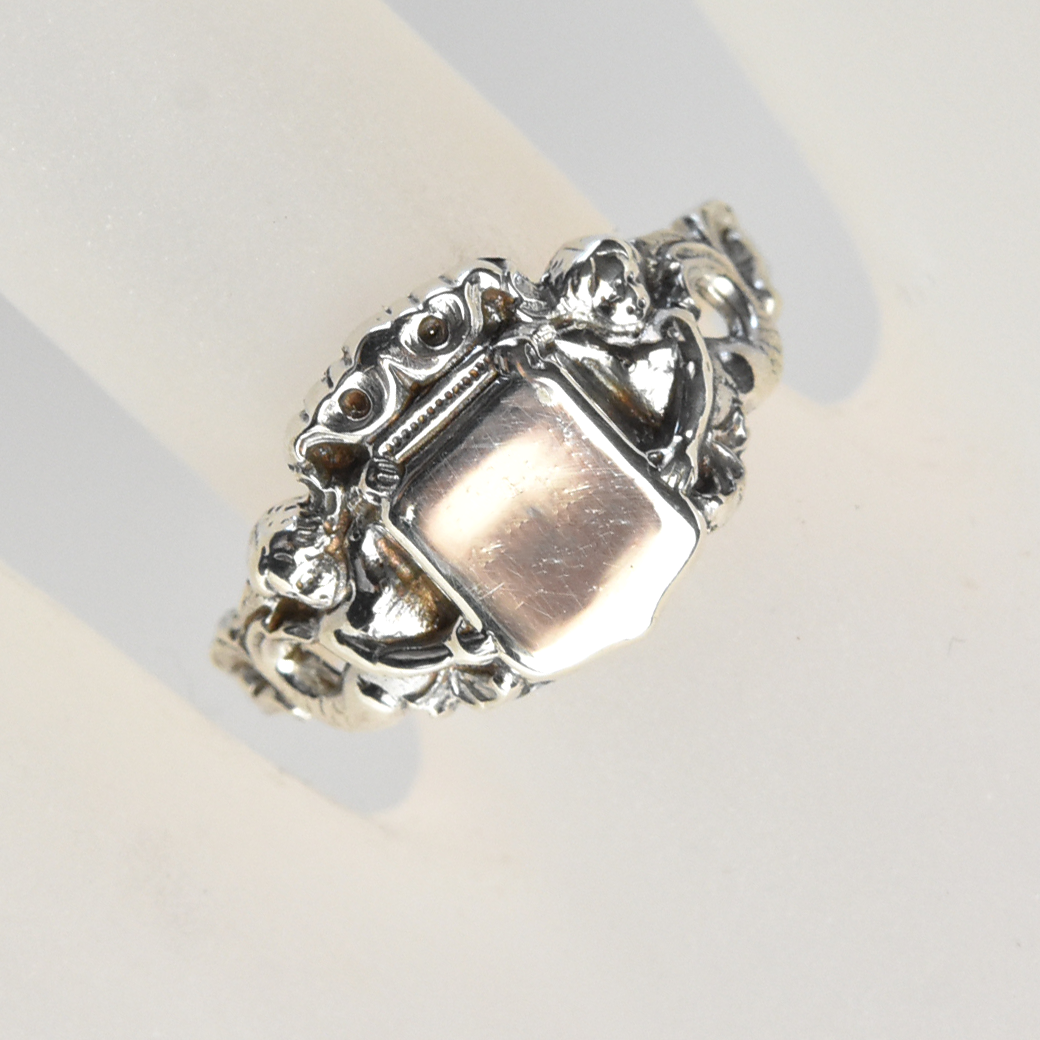 Putti Signet Ring in Sterling Silver - Goldmakers Fine Jewelry