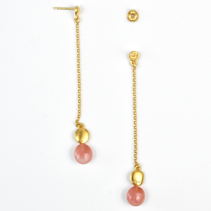 Codols Chain Drops with Peach Murano Glass - Goldmakers Fine Jewelry