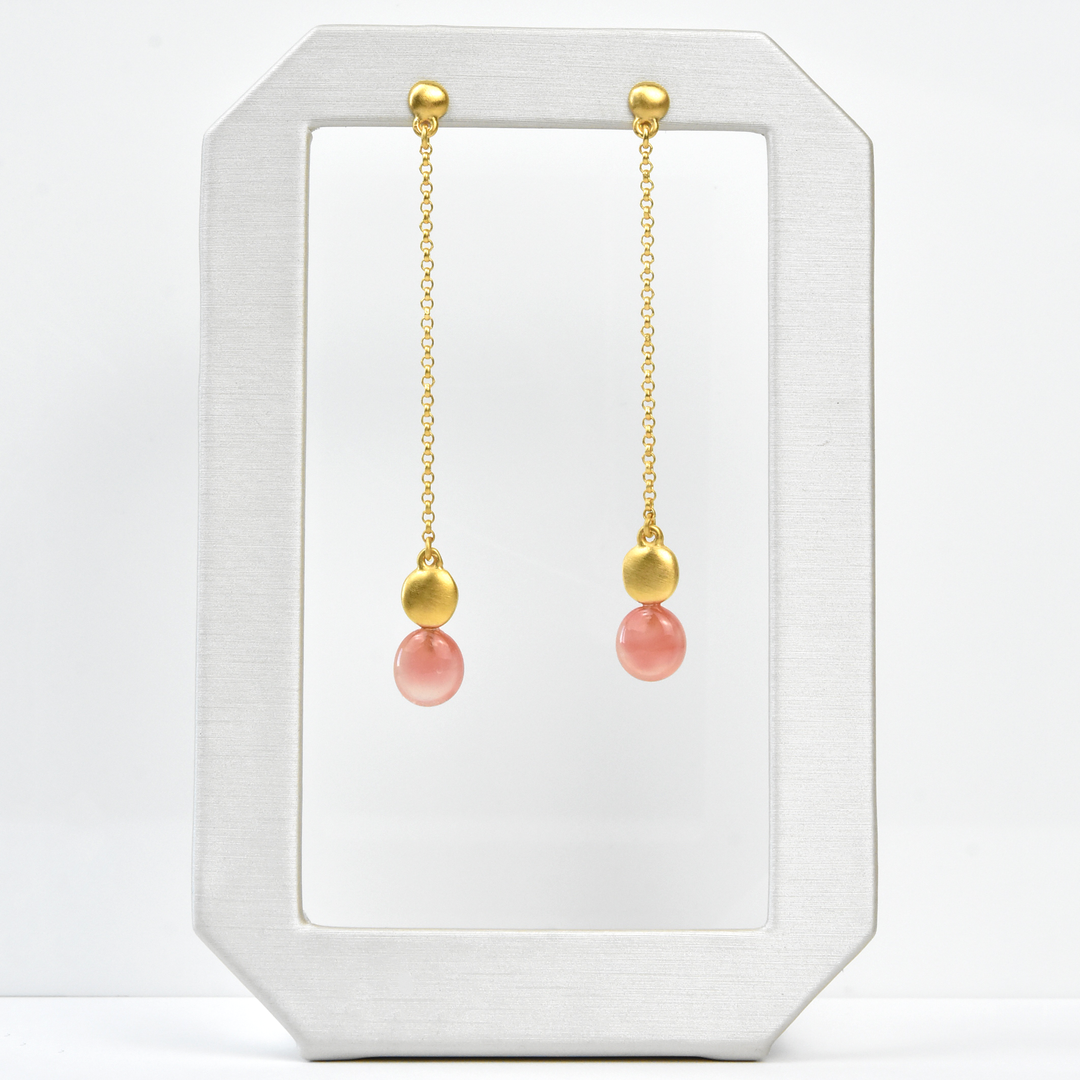 Codols Chain Drops with Peach Murano Glass - Goldmakers Fine Jewelry