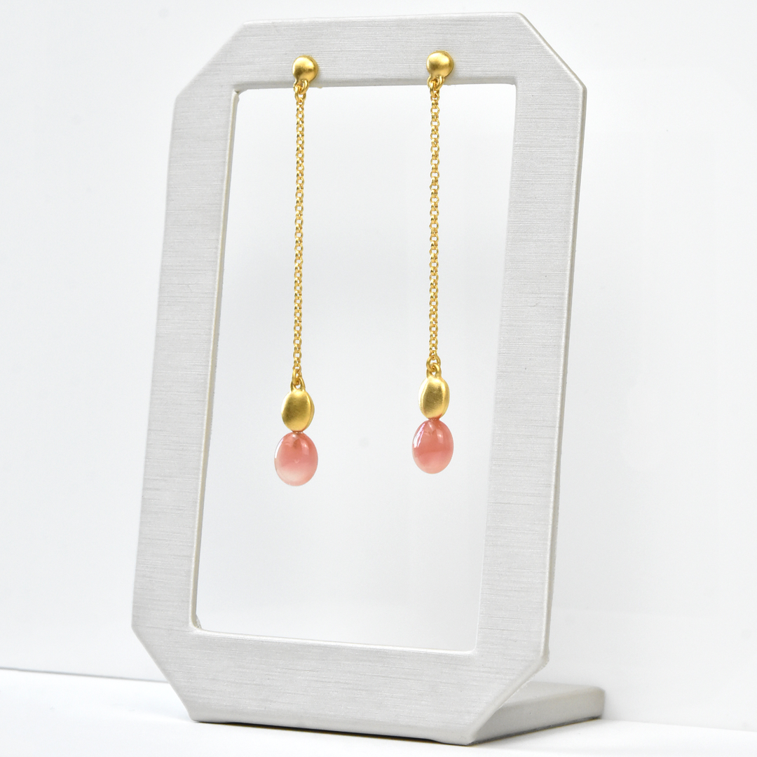 Codols Chain Drops with Peach Murano Glass - Goldmakers Fine Jewelry