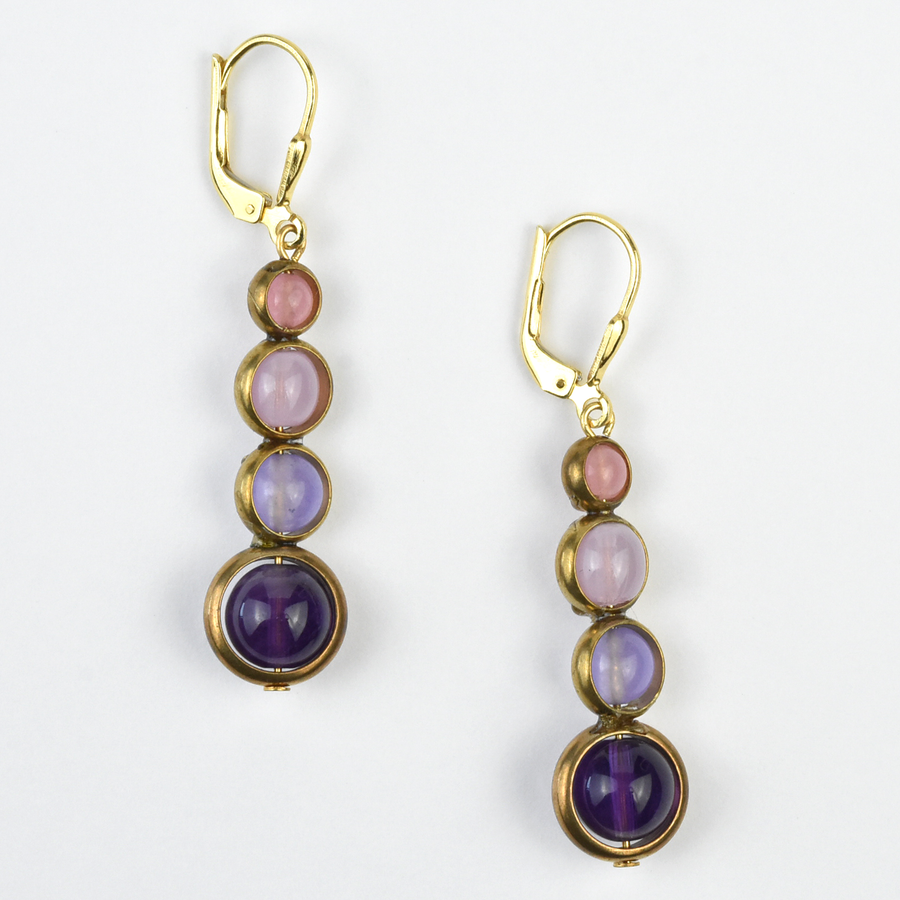 Amethyst and Rose Quartz Earrings - Goldmakers Fine Jewelry