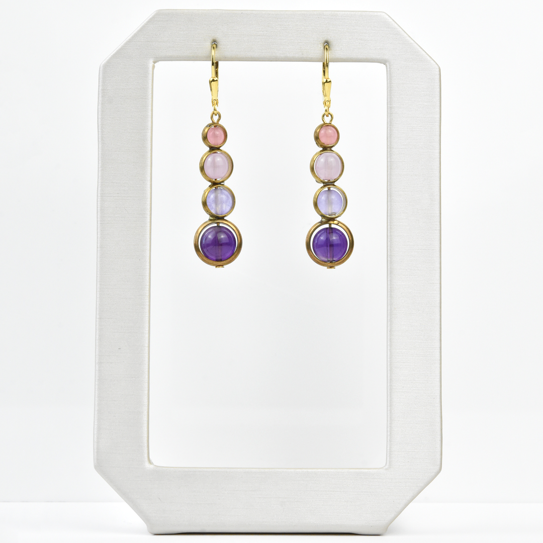 Amethyst and Rose Quartz Earrings - Goldmakers Fine Jewelry