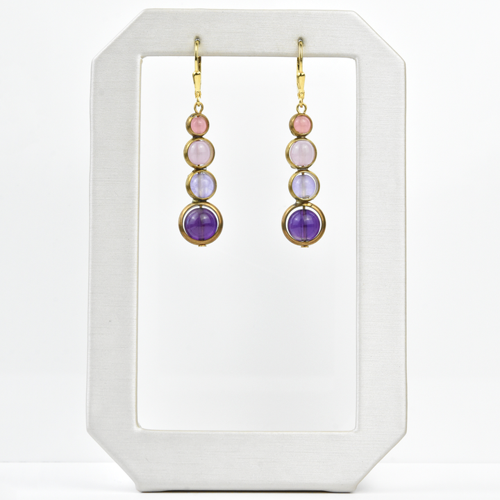 Amethyst and Rose Quartz Earrings - Goldmakers Fine Jewelry