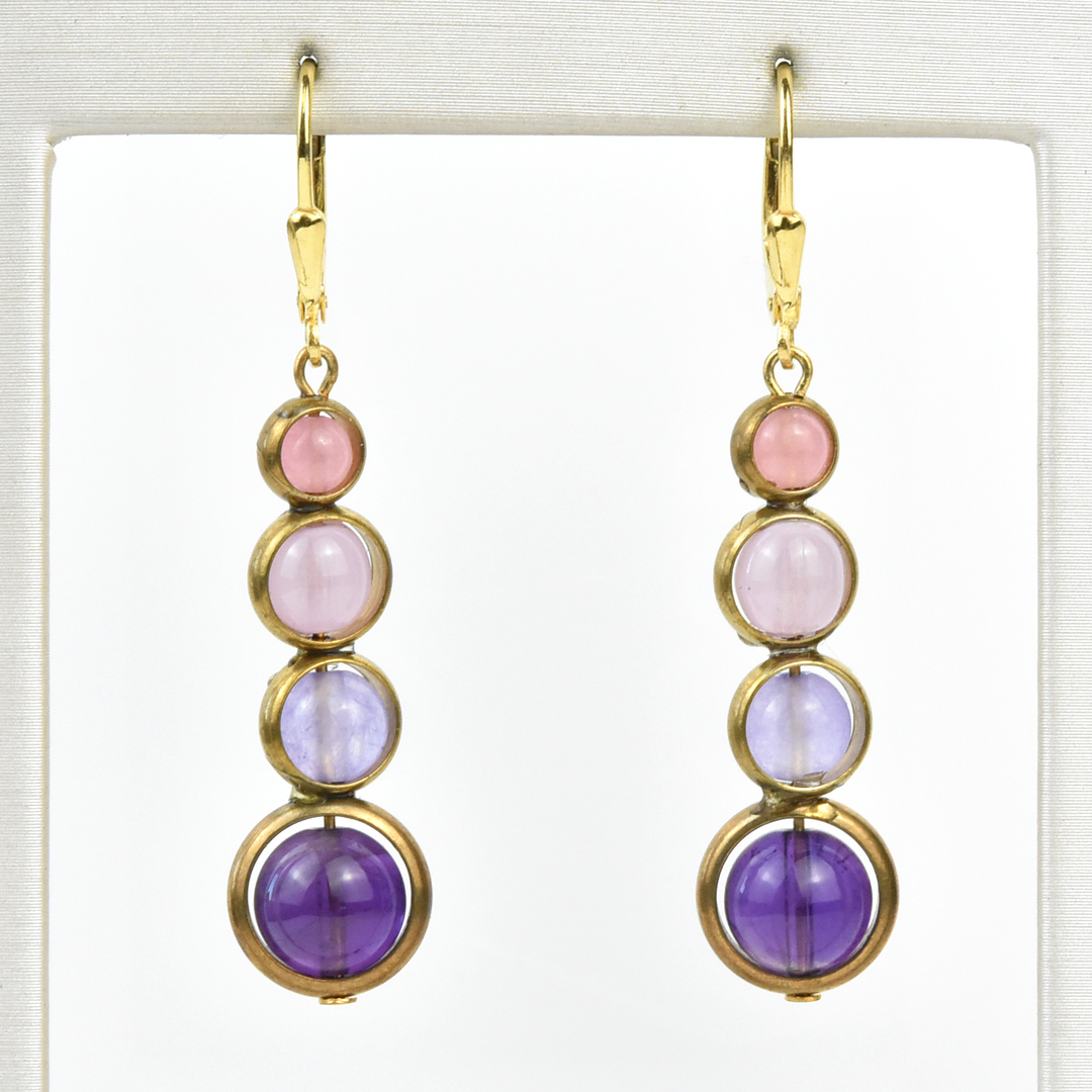 Amethyst and Rose Quartz Earrings - Goldmakers Fine Jewelry