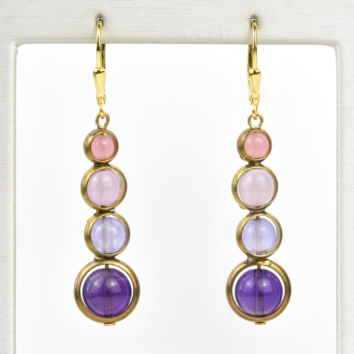 Amethyst and Rose Quartz Earrings - Goldmakers Fine Jewelry