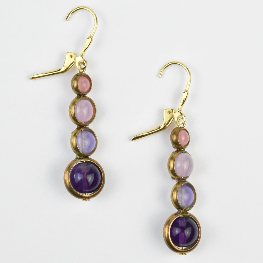 Amethyst and Rose Quartz Earrings - Goldmakers Fine Jewelry