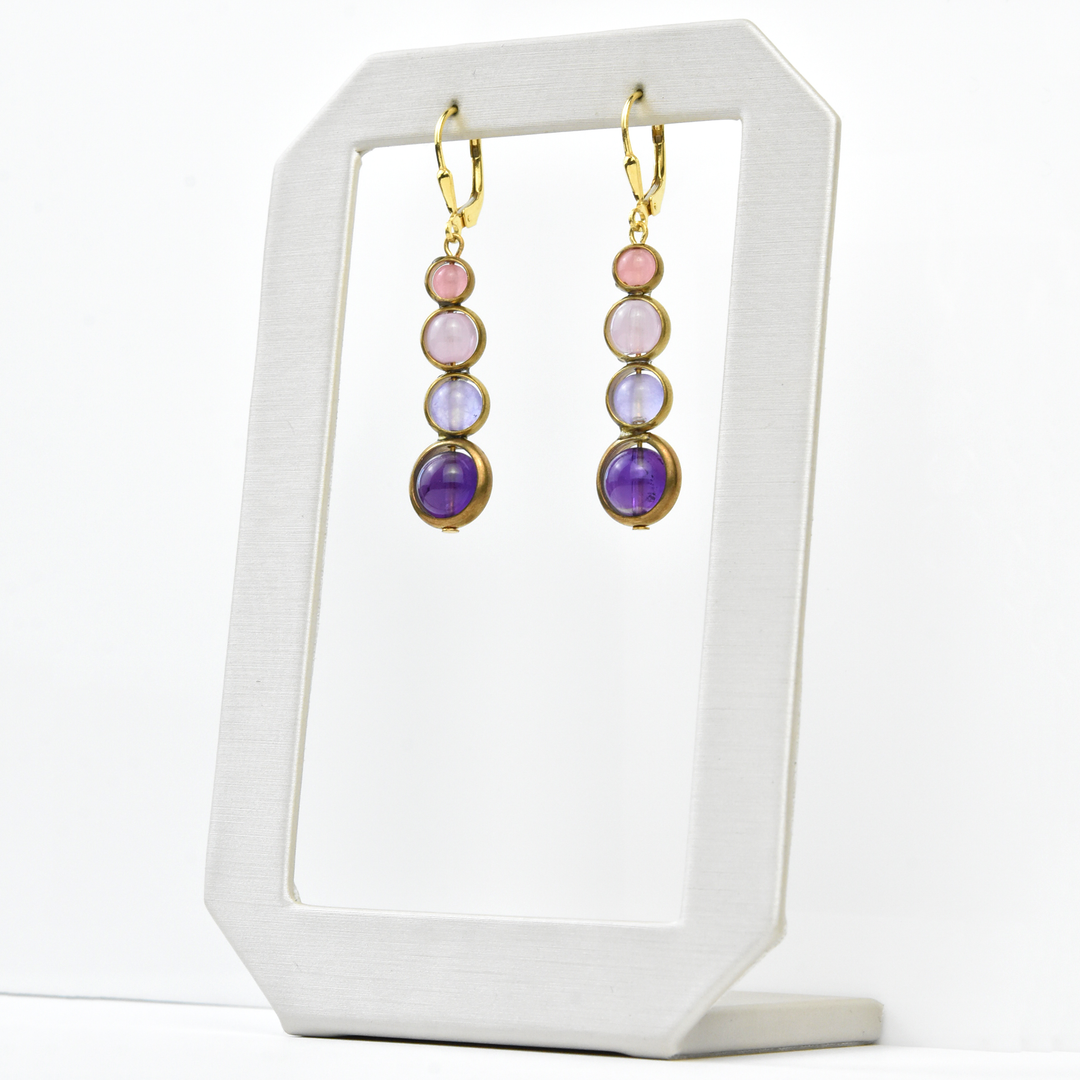 Amethyst and Rose Quartz Earrings - Goldmakers Fine Jewelry