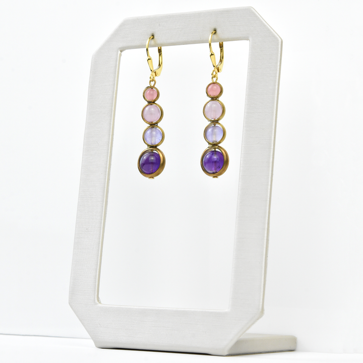 Amethyst and Rose Quartz Earrings - Goldmakers Fine Jewelry