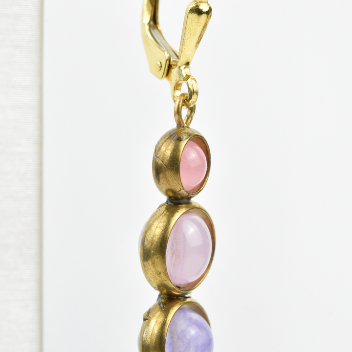 Amethyst and Rose Quartz Earrings - Goldmakers Fine Jewelry
