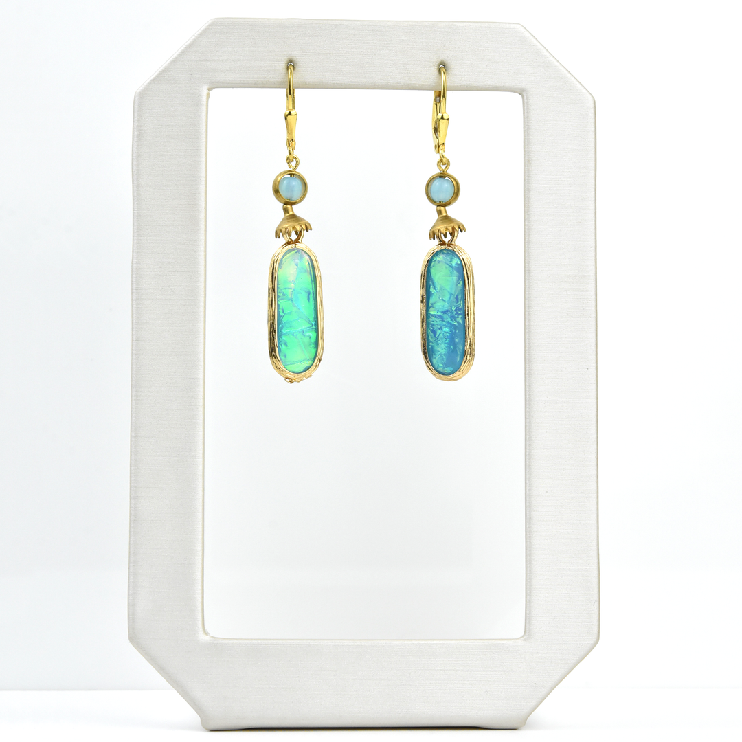 Blue Opalescent Art Glass Drops - Goldmakers Fine Jewelry