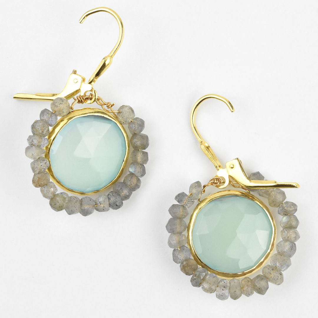 Chalcedony and Labradorite Earrings - Goldmakers Fine Jewelry