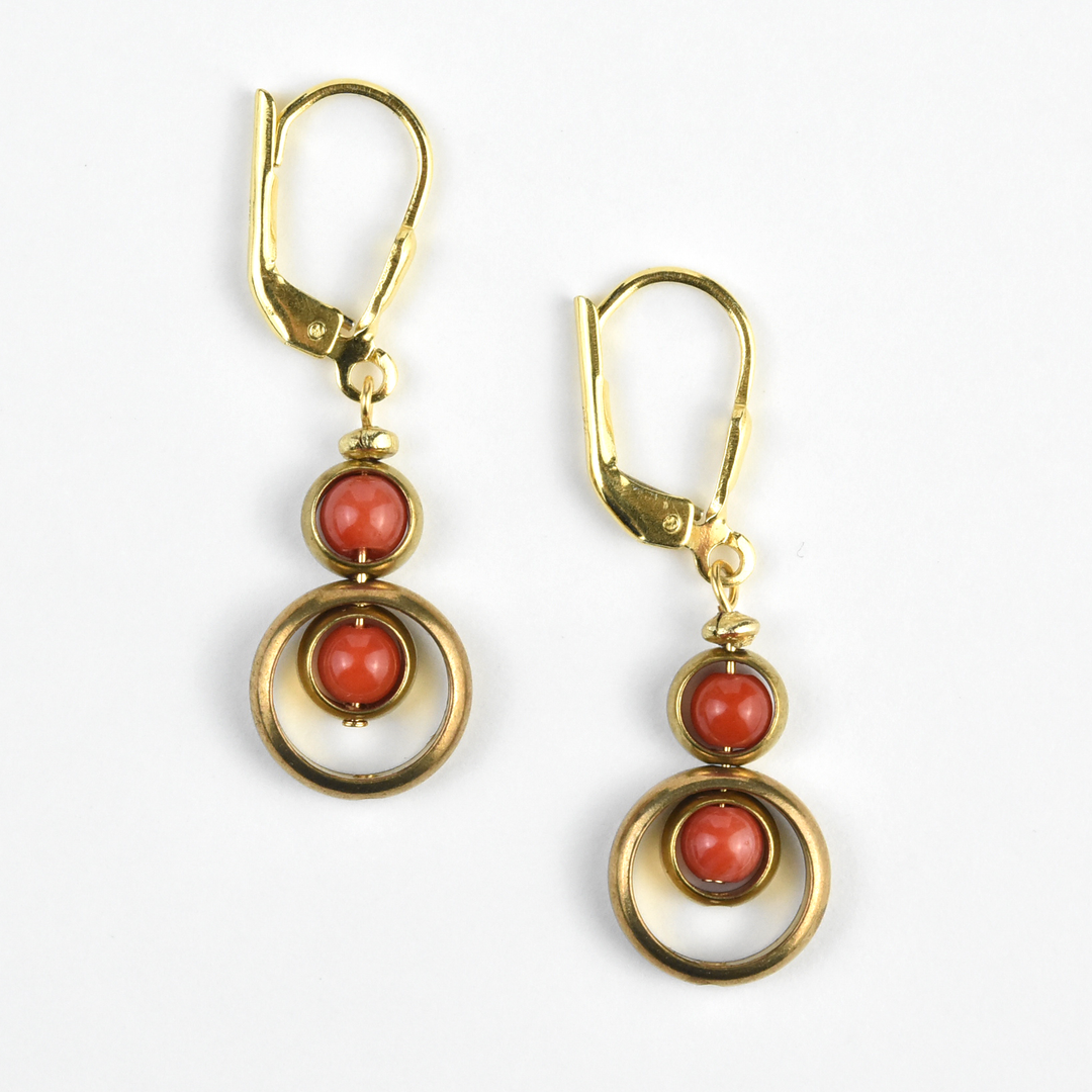 Coral Circle Earrings - Goldmakers Fine Jewelry