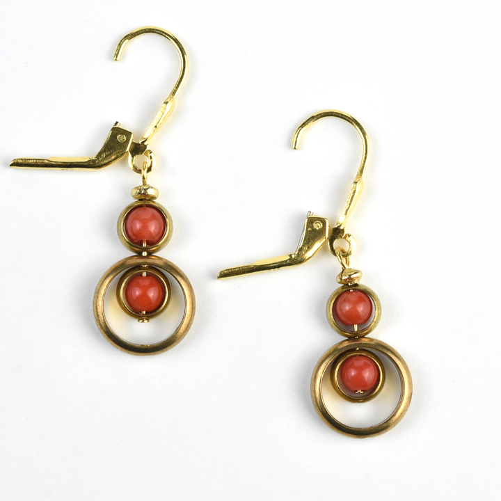 Coral Circle Earrings - Goldmakers Fine Jewelry