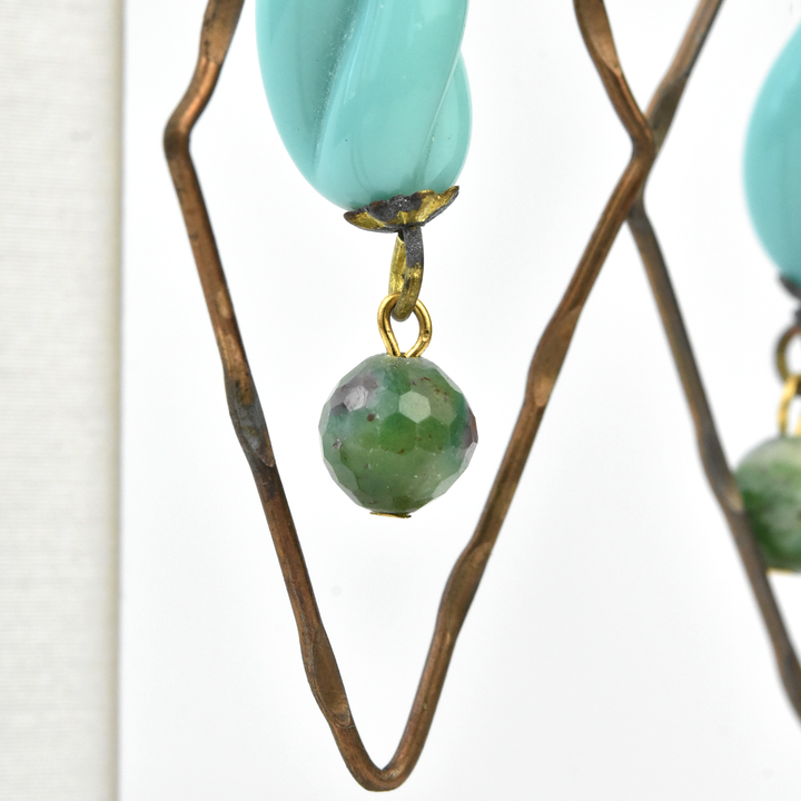Diamond Shaped Turquoise Earrings - Goldmakers Fine Jewelry