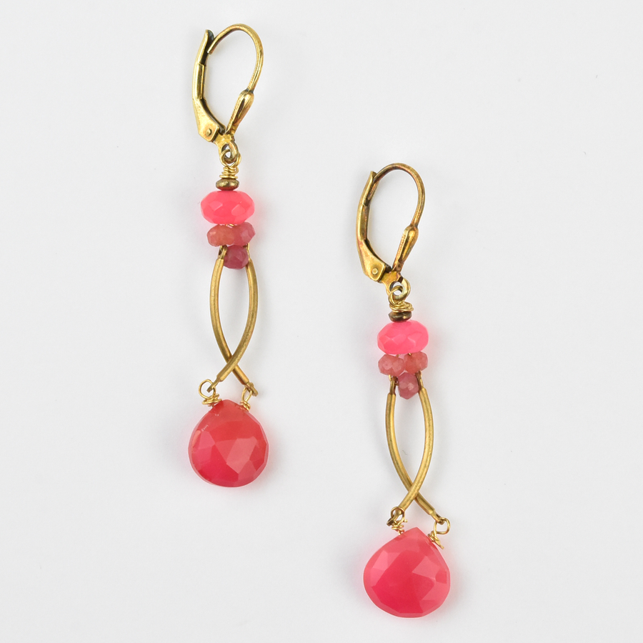 Hot Pink Chalcedony Earrings - Goldmakers Fine Jewelry