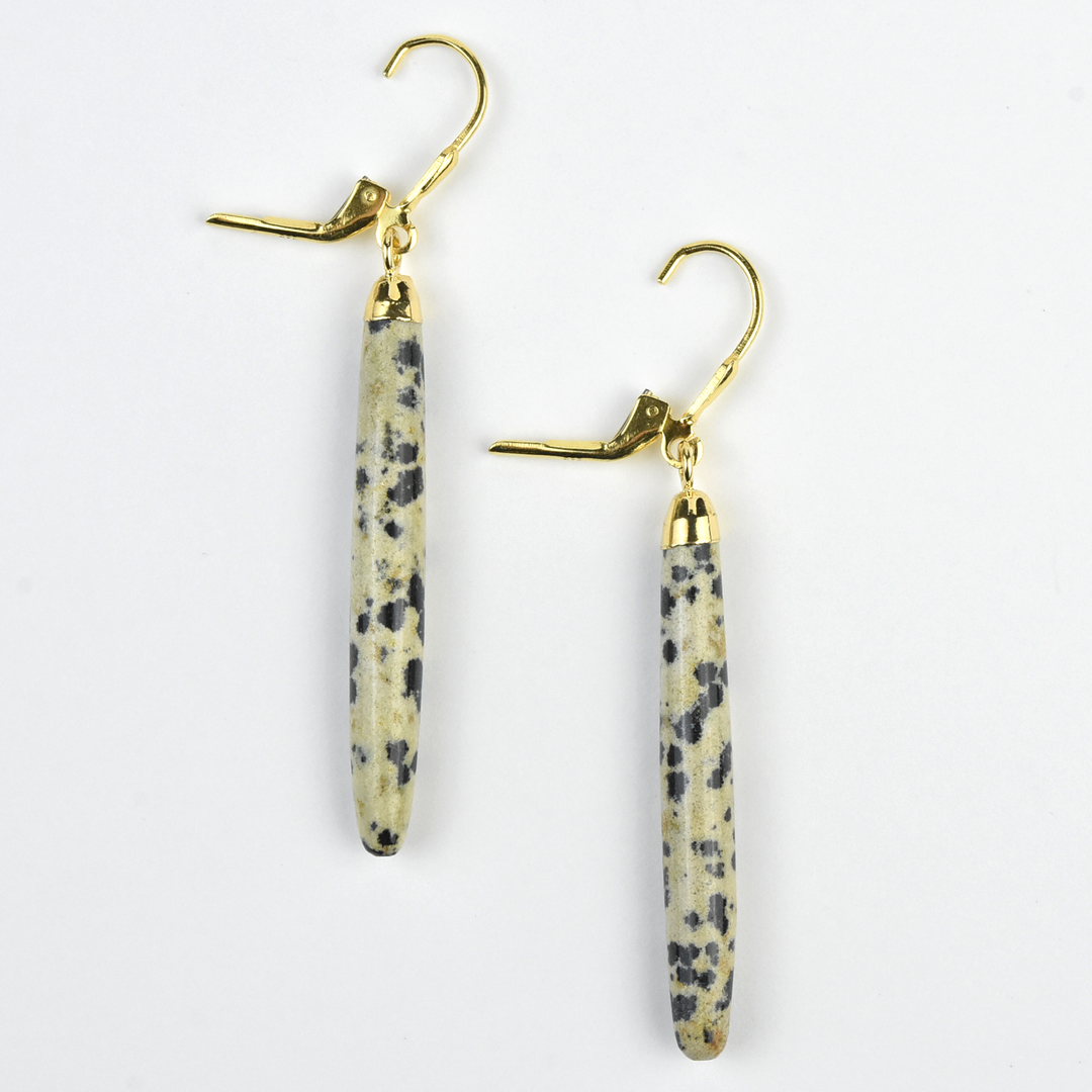 Speckled Jasper Saber Earrings - Goldmakers Fine Jewelry