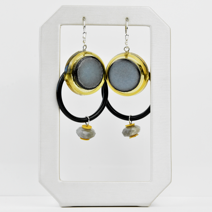 Mod Earrings in Black & Yellow - Goldmakers Fine Jewelry