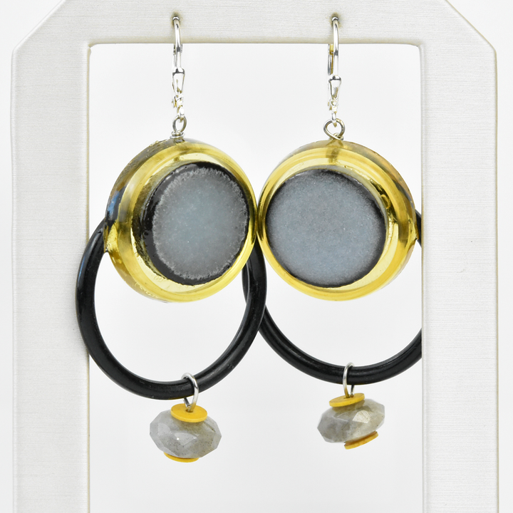 Mod Earrings in Black & Yellow - Goldmakers Fine Jewelry