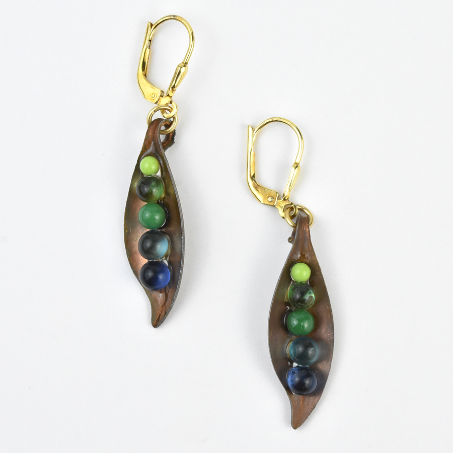Beaded Pea Pod Earrings - Goldmakers Fine Jewelry