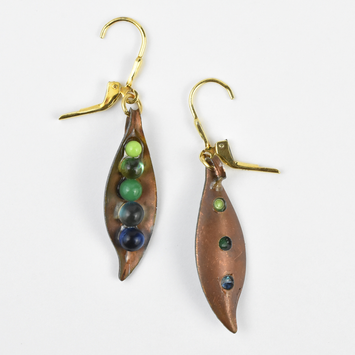 Beaded Pea Pod Earrings - Goldmakers Fine Jewelry